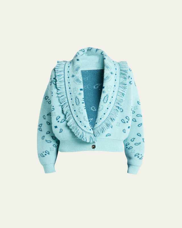 Jacquard Bandana Fringe Cardigan Bomber Jacket