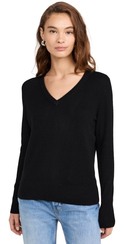 White + Warren Cashmere Core V Neck Pullover Grey Heather