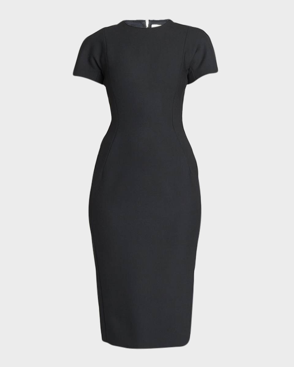 T-Shirt Fitted Midi Dress with Back Zipper