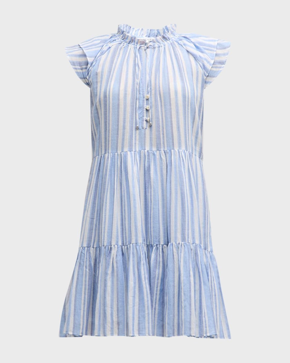 Zee Striped Flutter-Sleeve Mini Dress