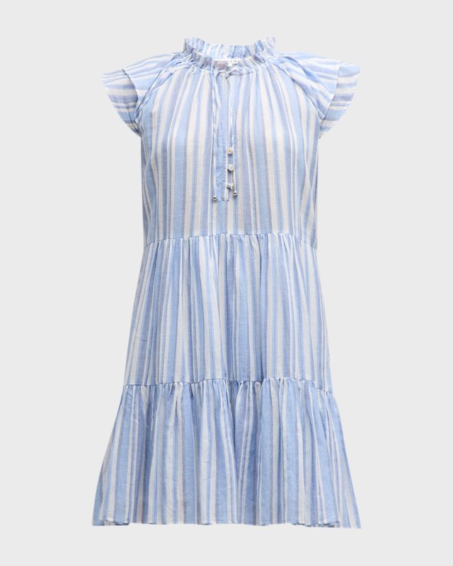 Zee Striped Flutter-Sleeve Mini Dress