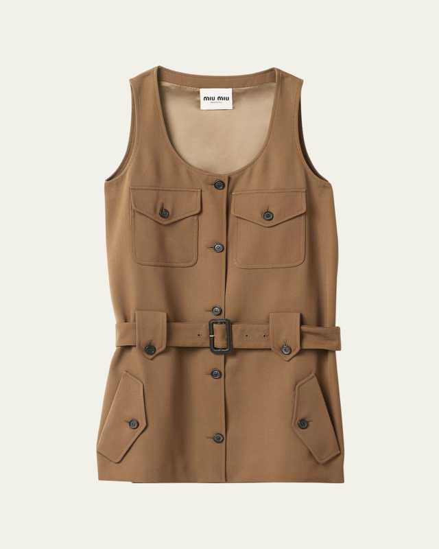 Utility Belted Wool Mini Dress