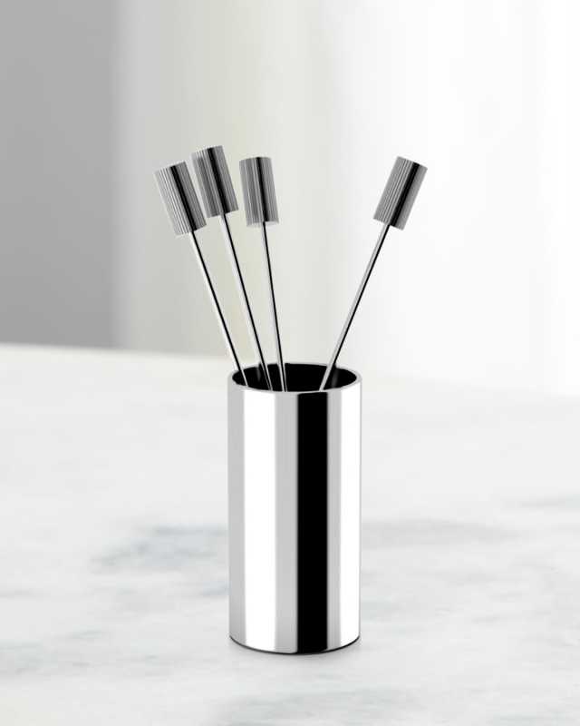 Striations Cocktail Picks in Holder, Set of 4