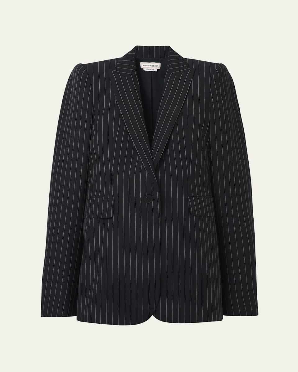 Pinstripe Single-Breasted Blazer
