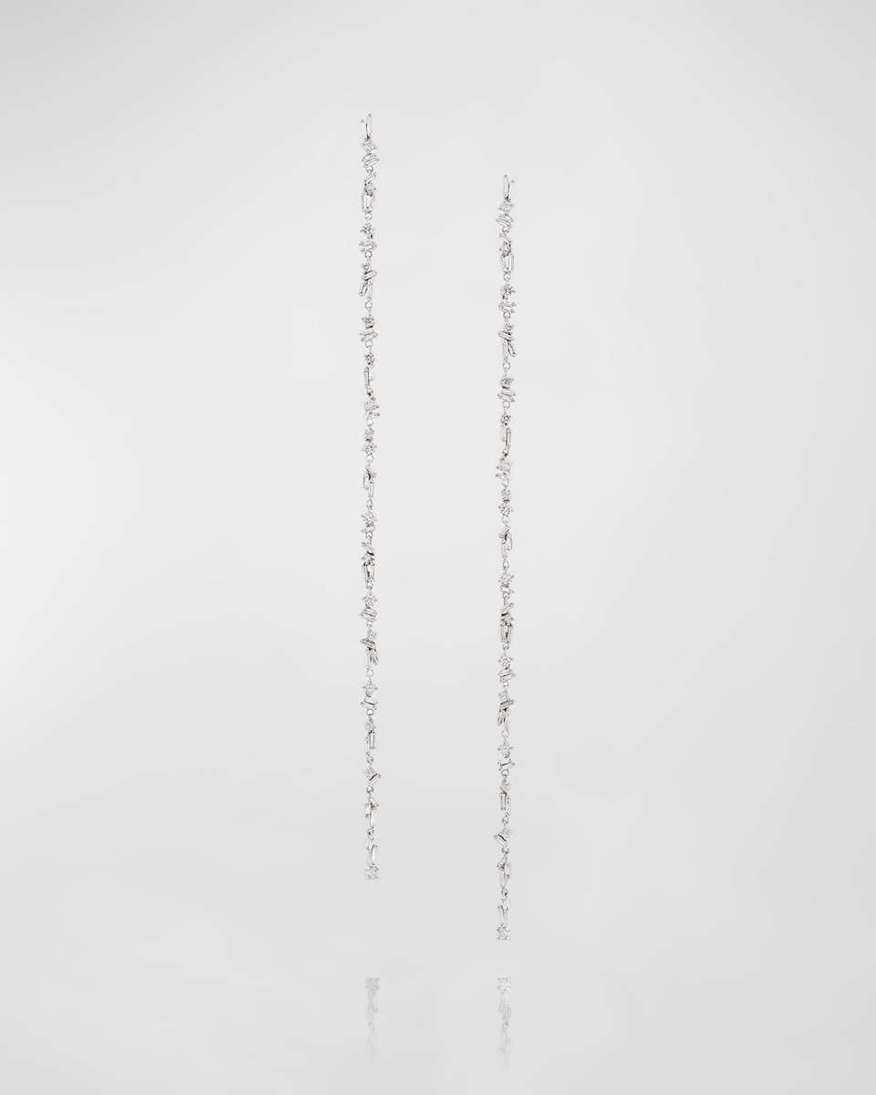 18k White Gold Linear Diamond Earrings