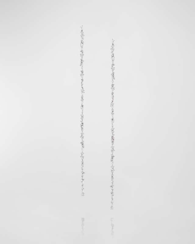 18k White Gold Linear Diamond Earrings
