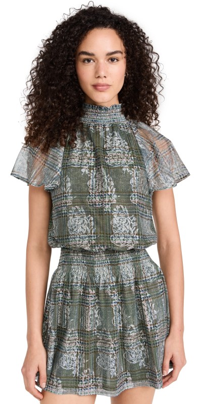 Ramy Brook Arizona Dress Dark Sage Tartan
