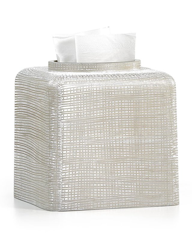 Woven Tissue Box Cover, Platinum