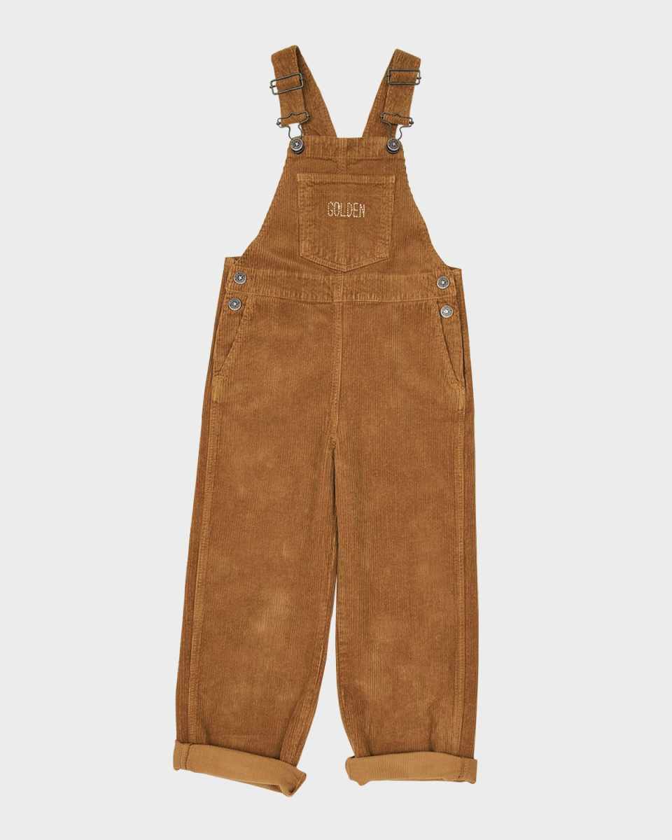 Girl's Corduroy Logo-Print Overalls, Size 4-