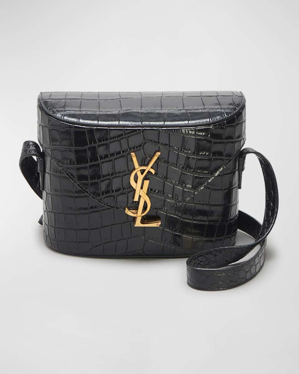 June Box YSL Crossbody Bag in Croc-Embossed Leather