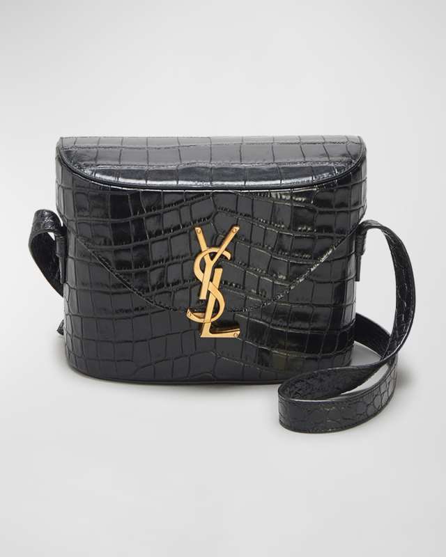 June Box YSL Crossbody Bag in Croc-Embossed Leather
