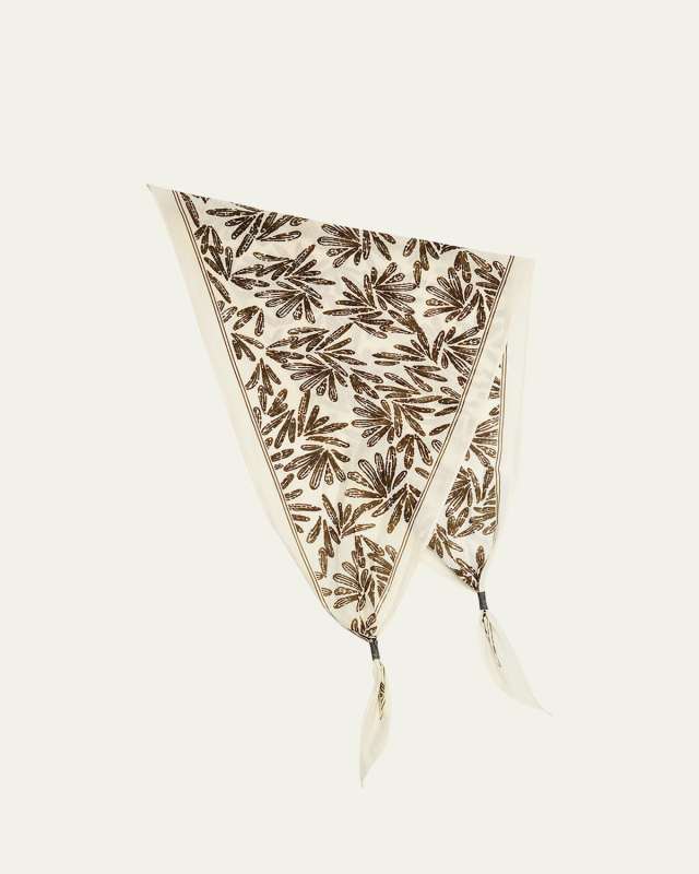 Lightweight Cotton Printed Bandana With Monili Knots Detail