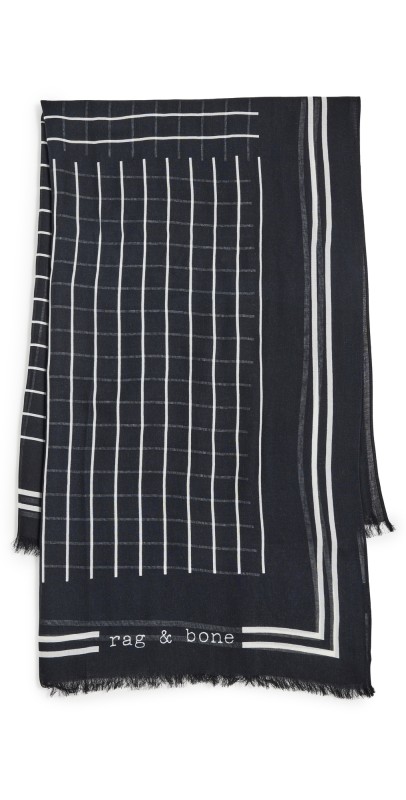 rag & bone Harlow Stripe Scarf Black White