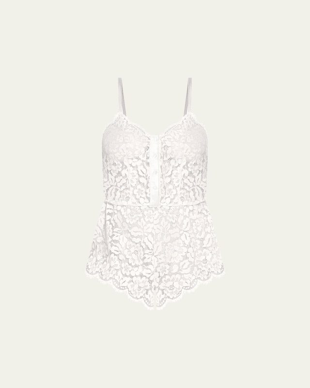 Magnolia Semisheer Lace Teddy Romper