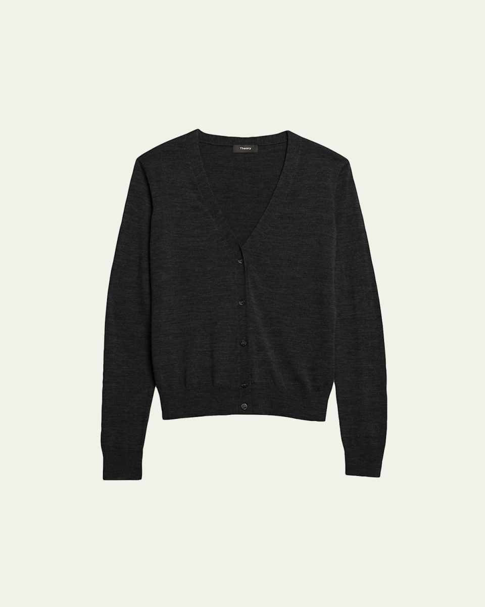 V-Neck Button-Front Regal Wool Cardigan