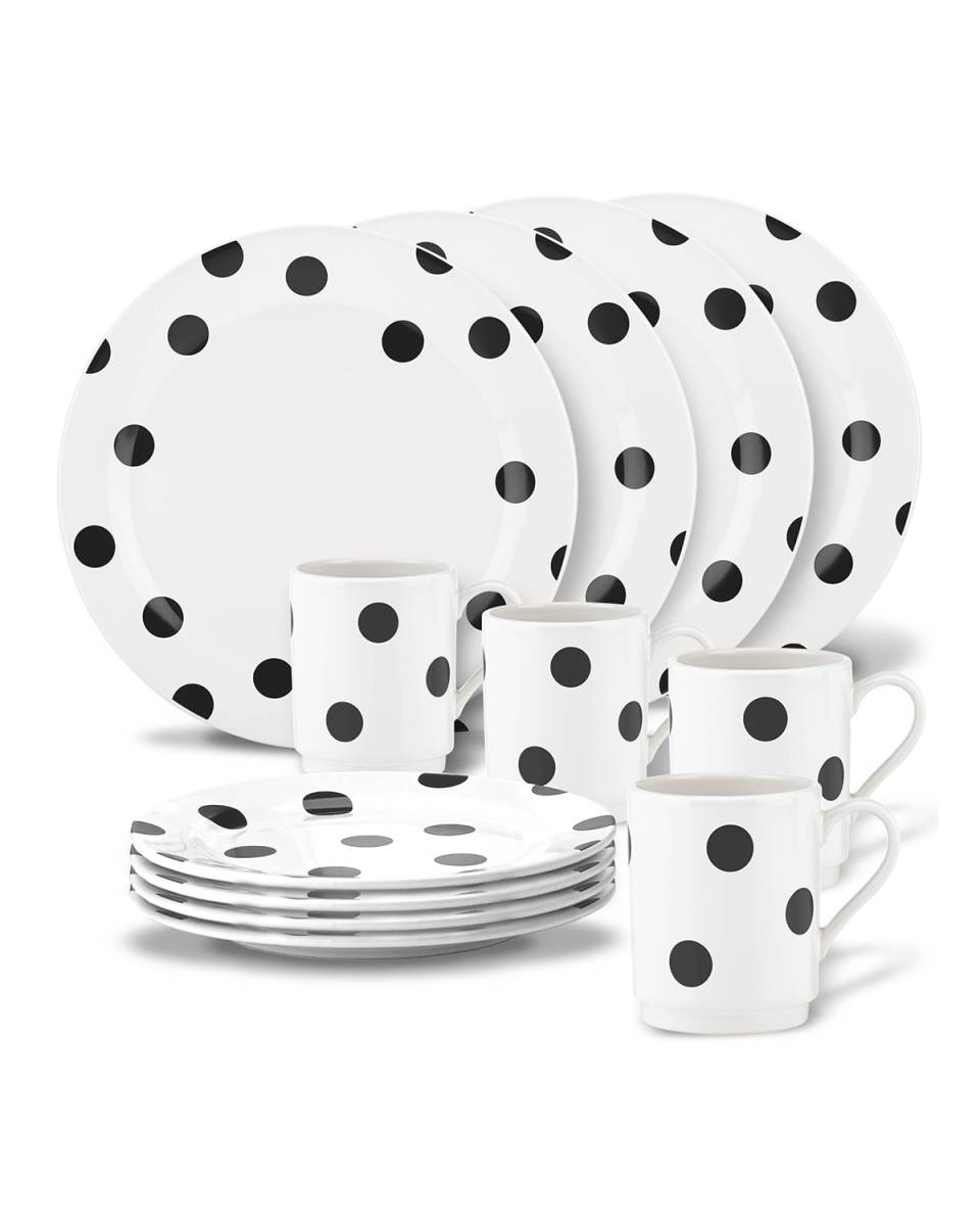 12-Piece Deco Dot Dinnerware Set