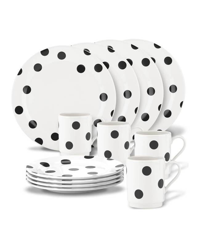 12-Piece Deco Dot Dinnerware Set