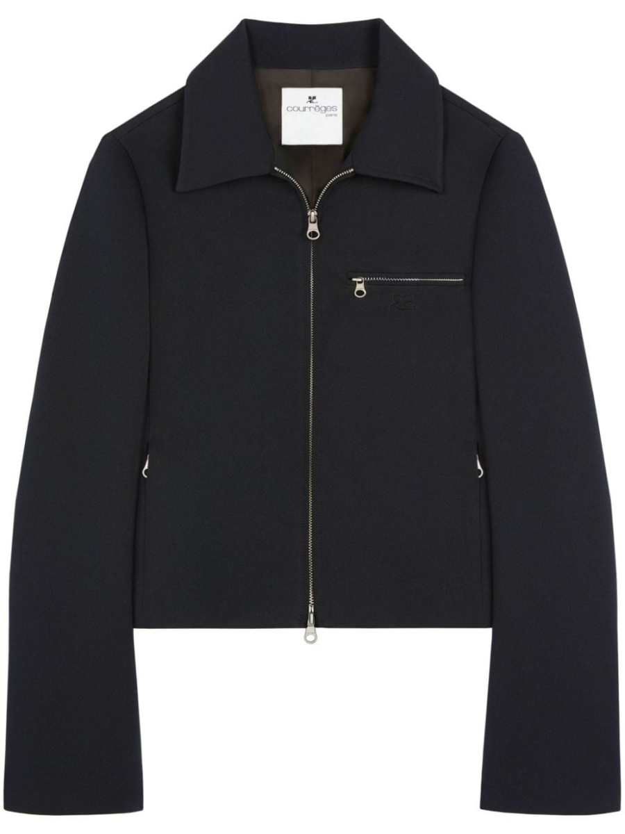 logo-embroidered zip-fastening twill jacket