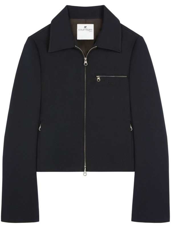 logo-embroidered zip-fastening twill jacket