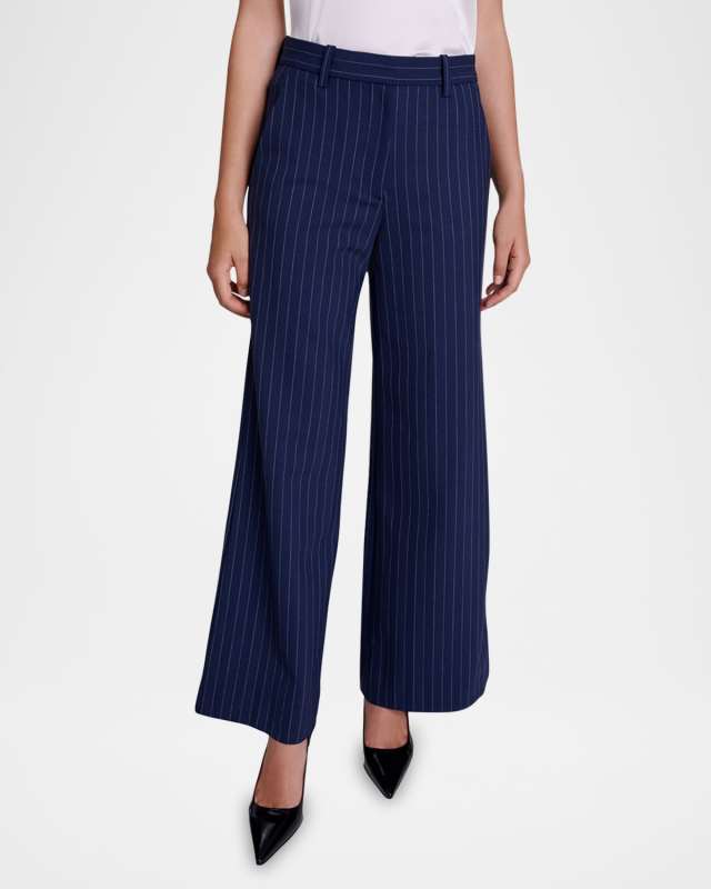 Pivano Pinstripe Wide-Leg Pants