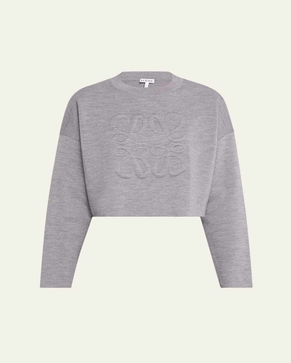 Short Wool Sweater with Anagram Detail
