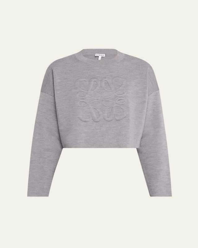 Short Wool Sweater with Anagram Detail