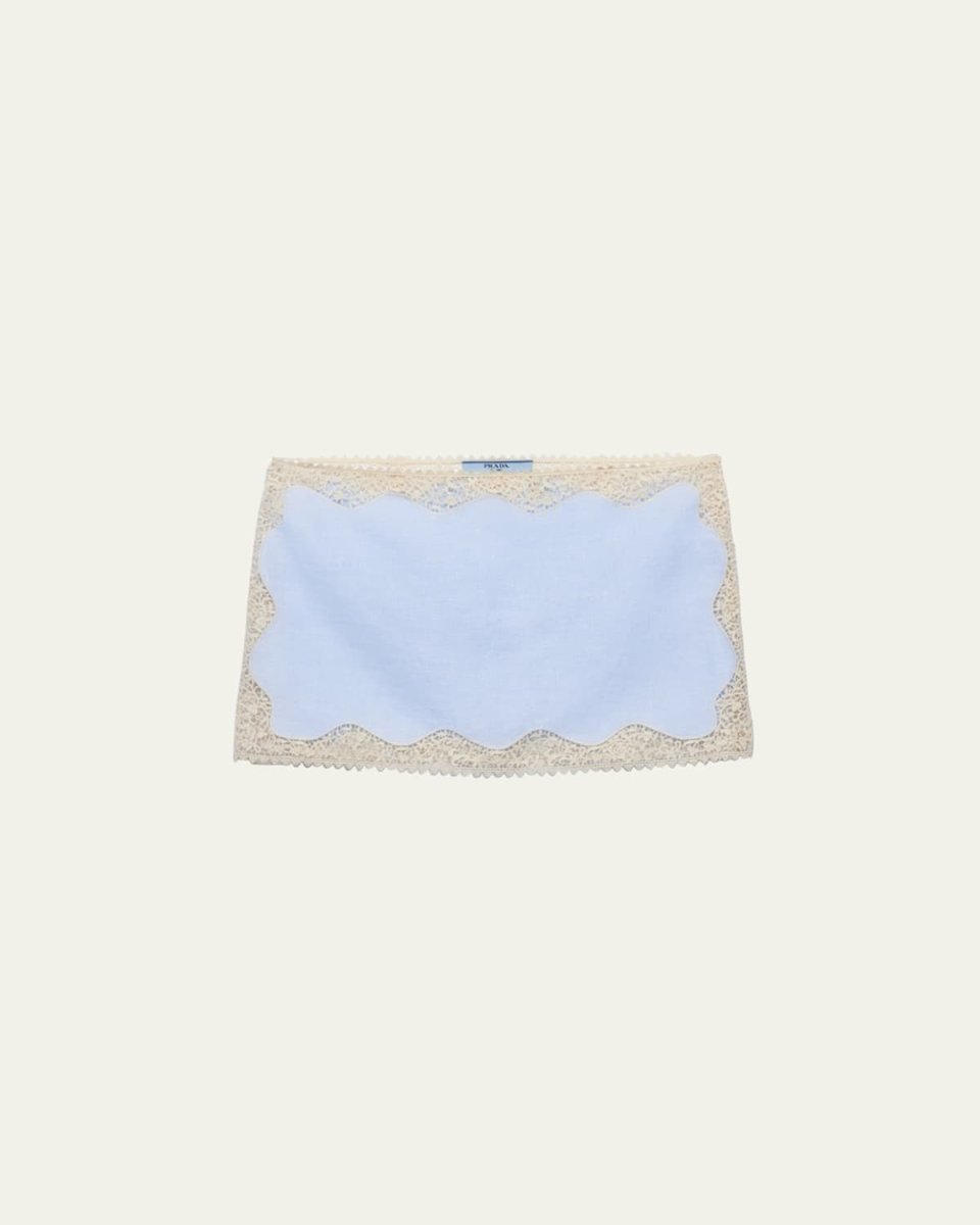 Lace Trim Mini Linen Skirt