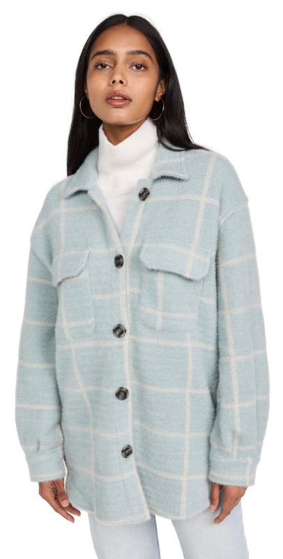 Z Supply Plaid Tucker Shacket Morning Fog