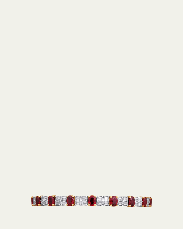 18K White and Yellow Gold Xpandable Ruby Bracelet with Diamonds