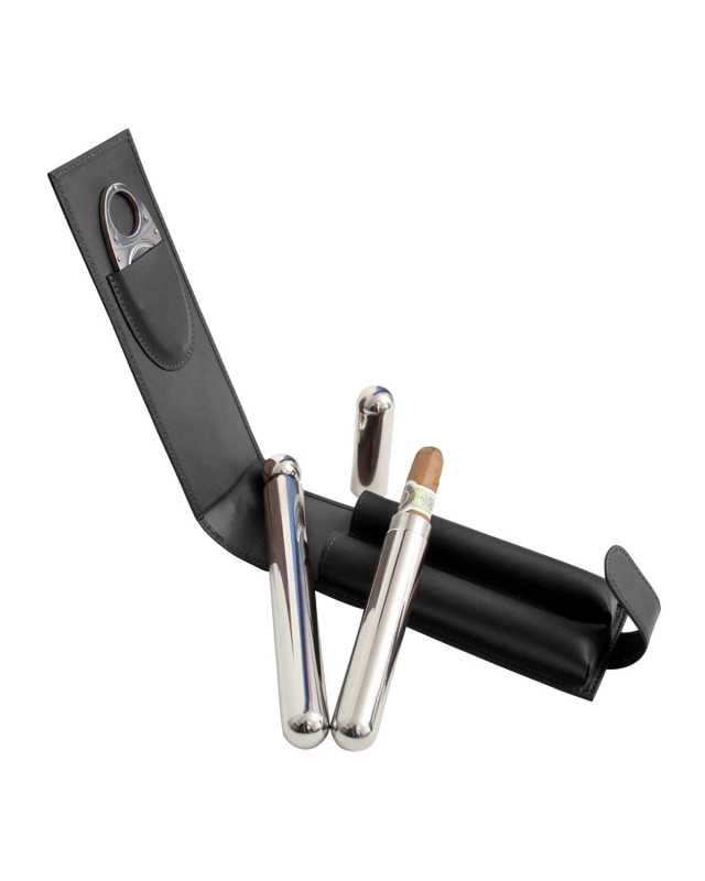 Monogrammed Cigar & Flask Leather Carrying Case