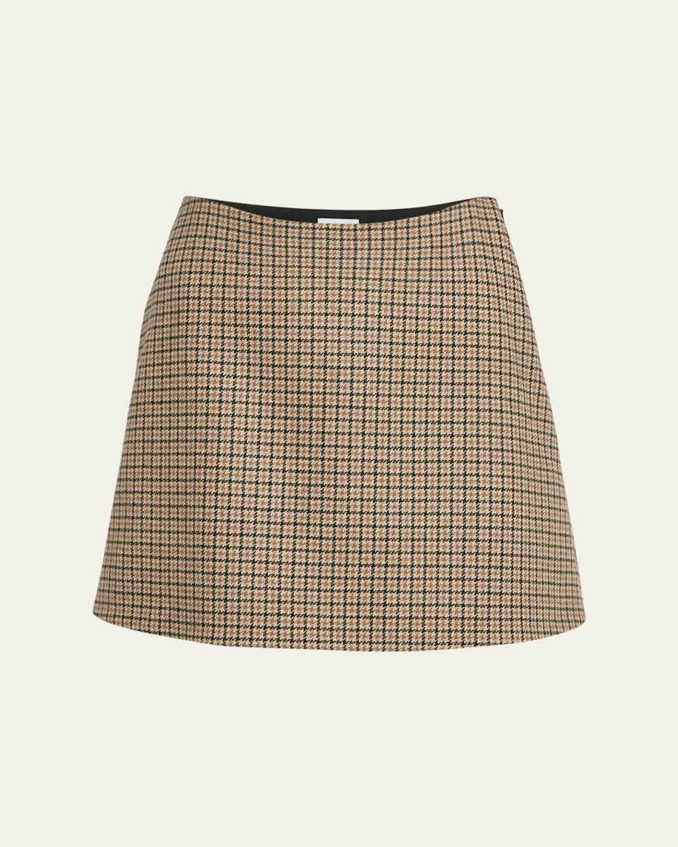 Houndstooth Plaid Mini Skirt