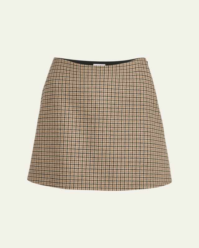Houndstooth Plaid Mini Skirt