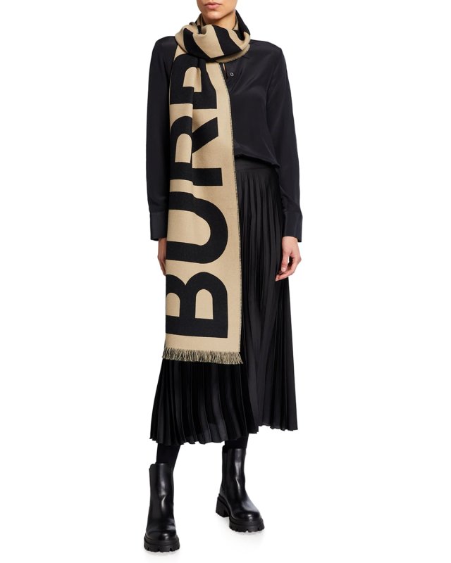 Logo Text Organic Wool Football Scarf
