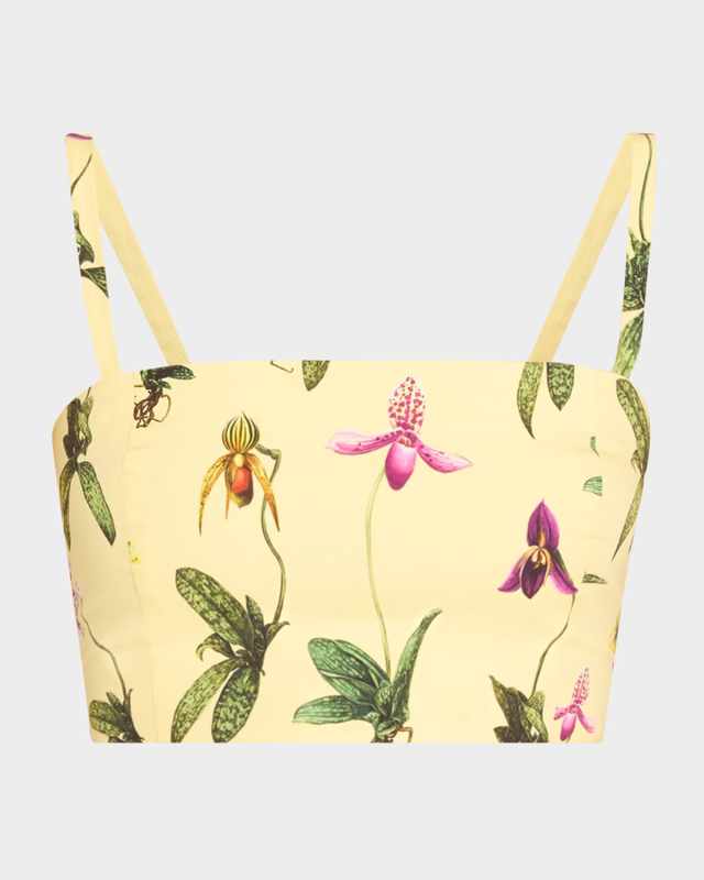 Orchid Print Poplin Cropped Tank
