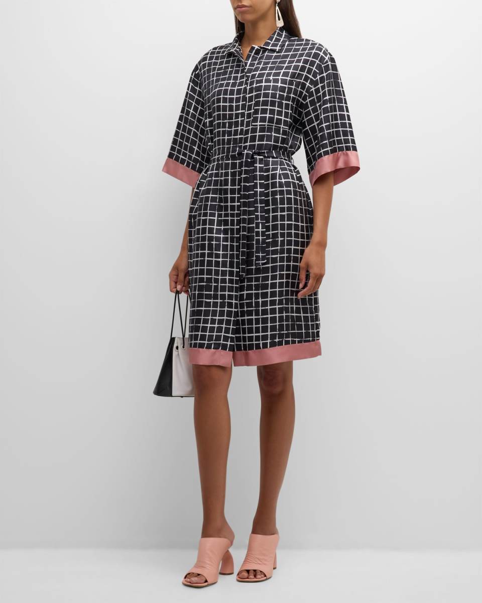 Doralia Printed Shirtdress with Tie Belt