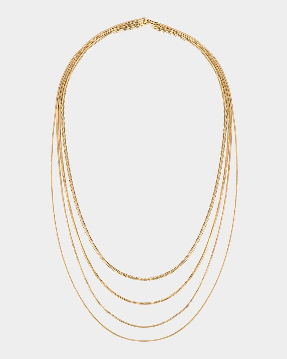 18K Yellow Gold Layered Chain Necklace