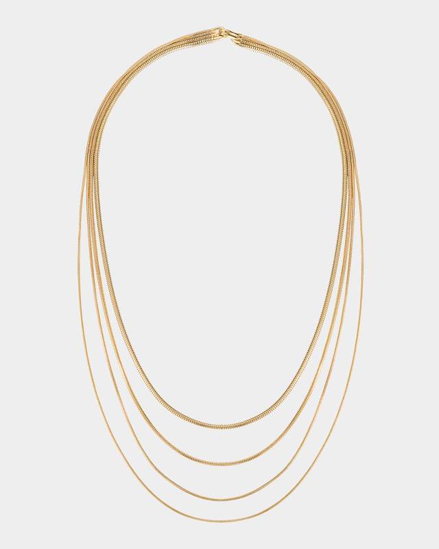 18K Yellow Gold Layered Chain Necklace
