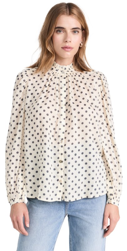 Alix of Bohemia Annabel Cream Spot Shirt White