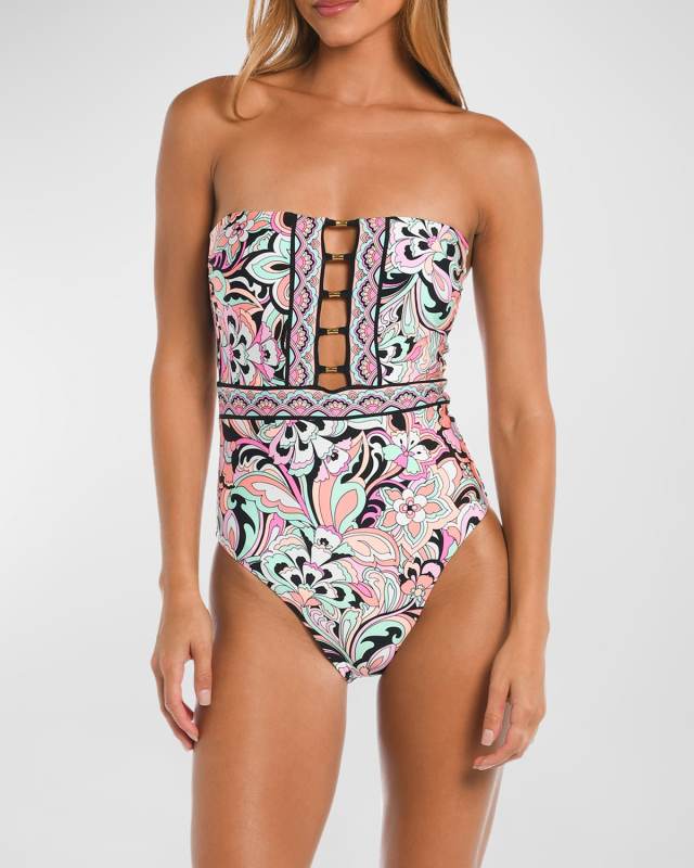 Paisley Bandeau One-Piece Swimsuit
