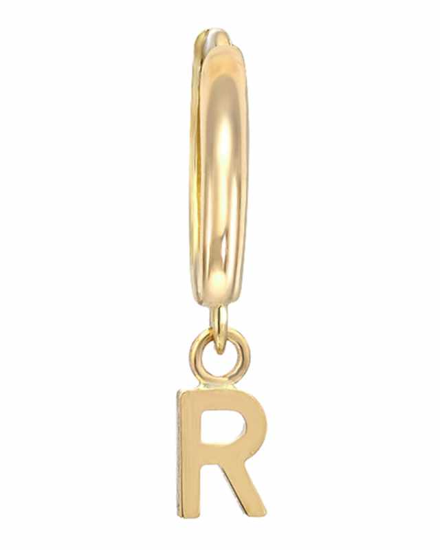 14k Gold Mini Huggie Initial Earring, Single