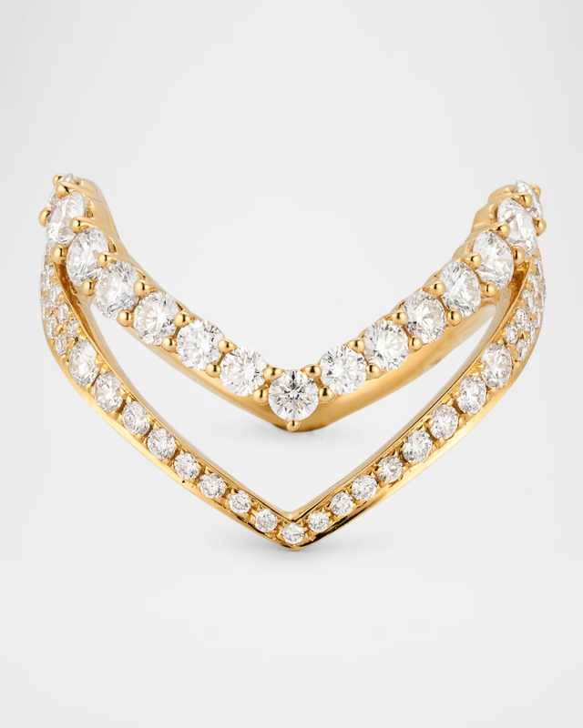 Sparkle 18K Yellow Gold Double V Diamond Ring