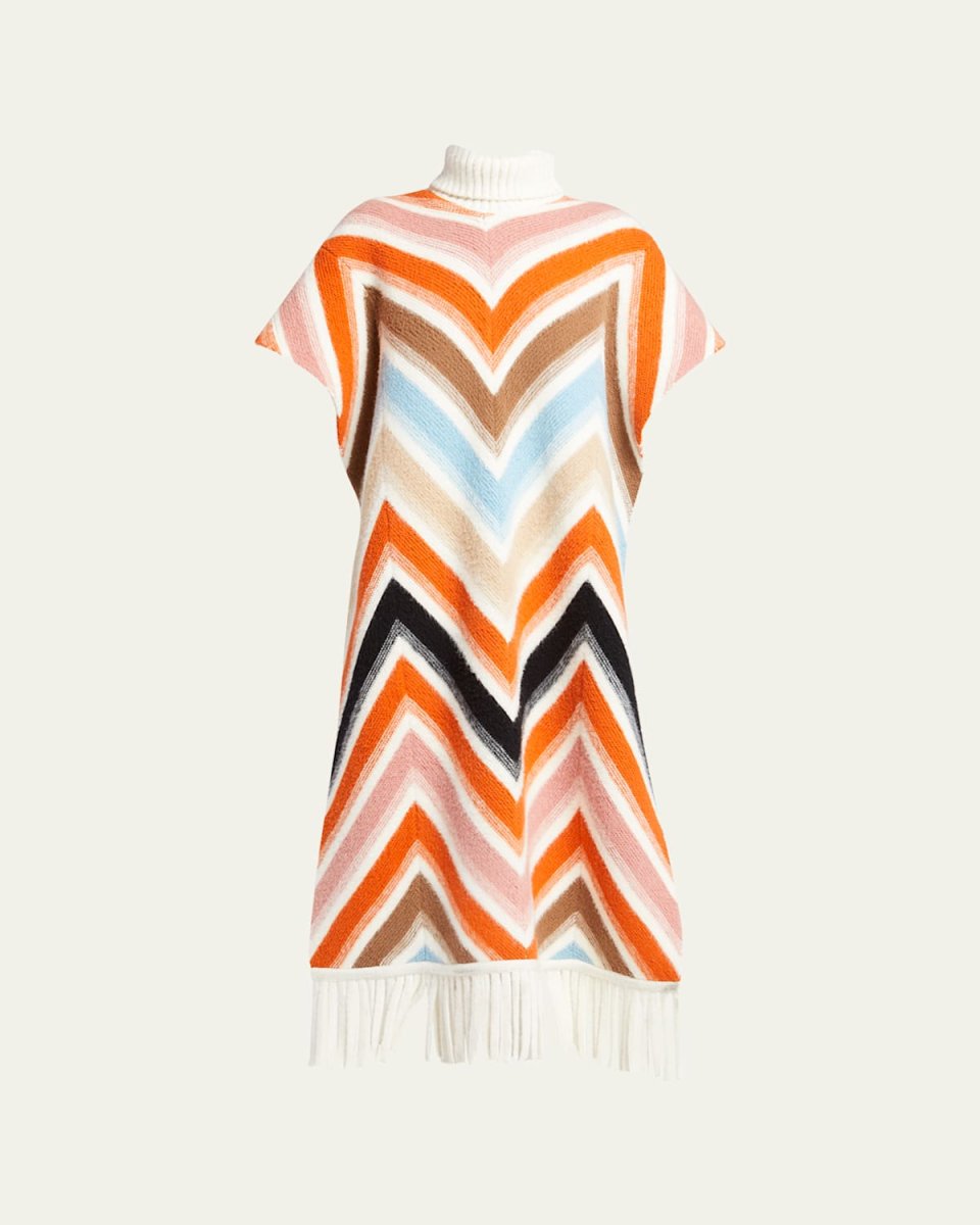 Knit Chevron Wool Poncho