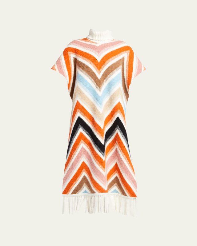 Knit Chevron Wool Poncho