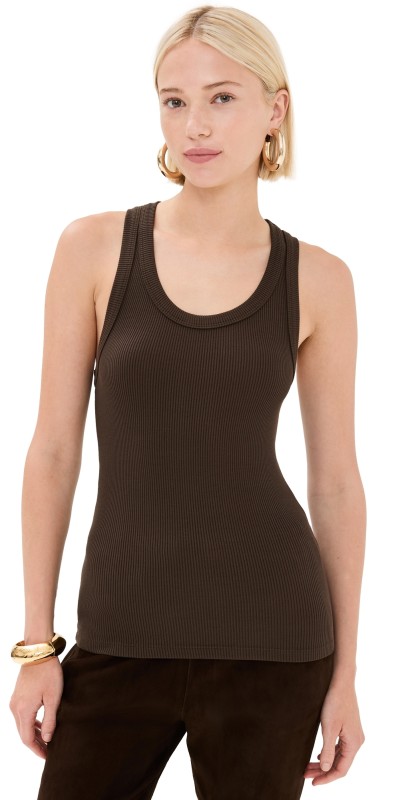 SPRWMN Rib Fitted Scooped Tank Americano