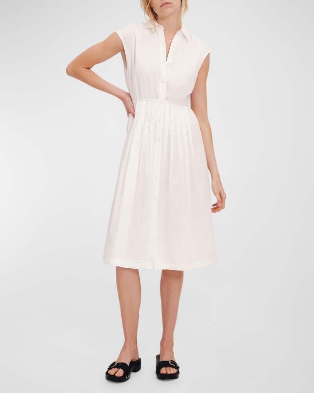 Cotton Voile Sleeveless Midi Shirtdress