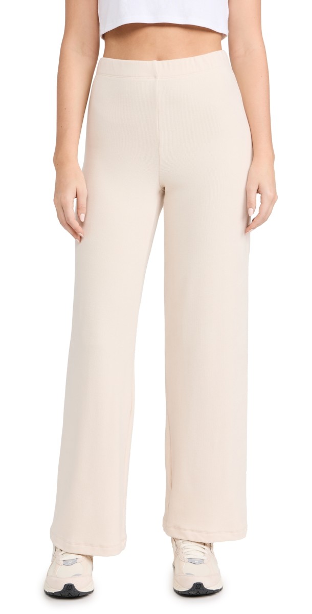 Stateside Honeyluxe Flatback Rib Pants Cream
