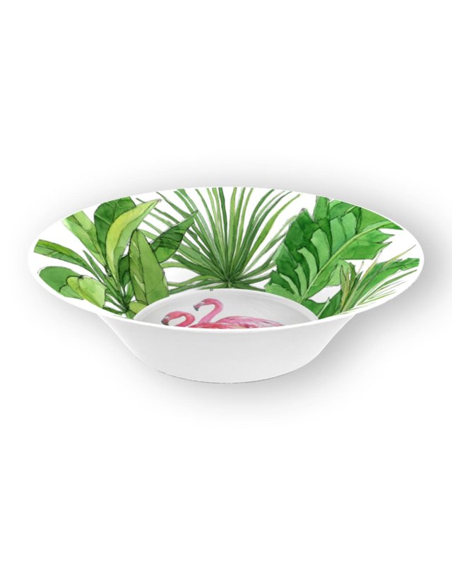 Flamingo Tropics Shatter-Resistant Bamboo Cereal Bowls, Set of 4