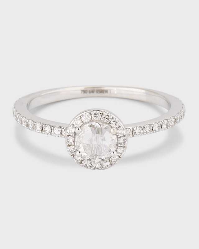Scallop 18K White Gold Rose-Cut Diamond Ring, Size 6, 0.57tcw
