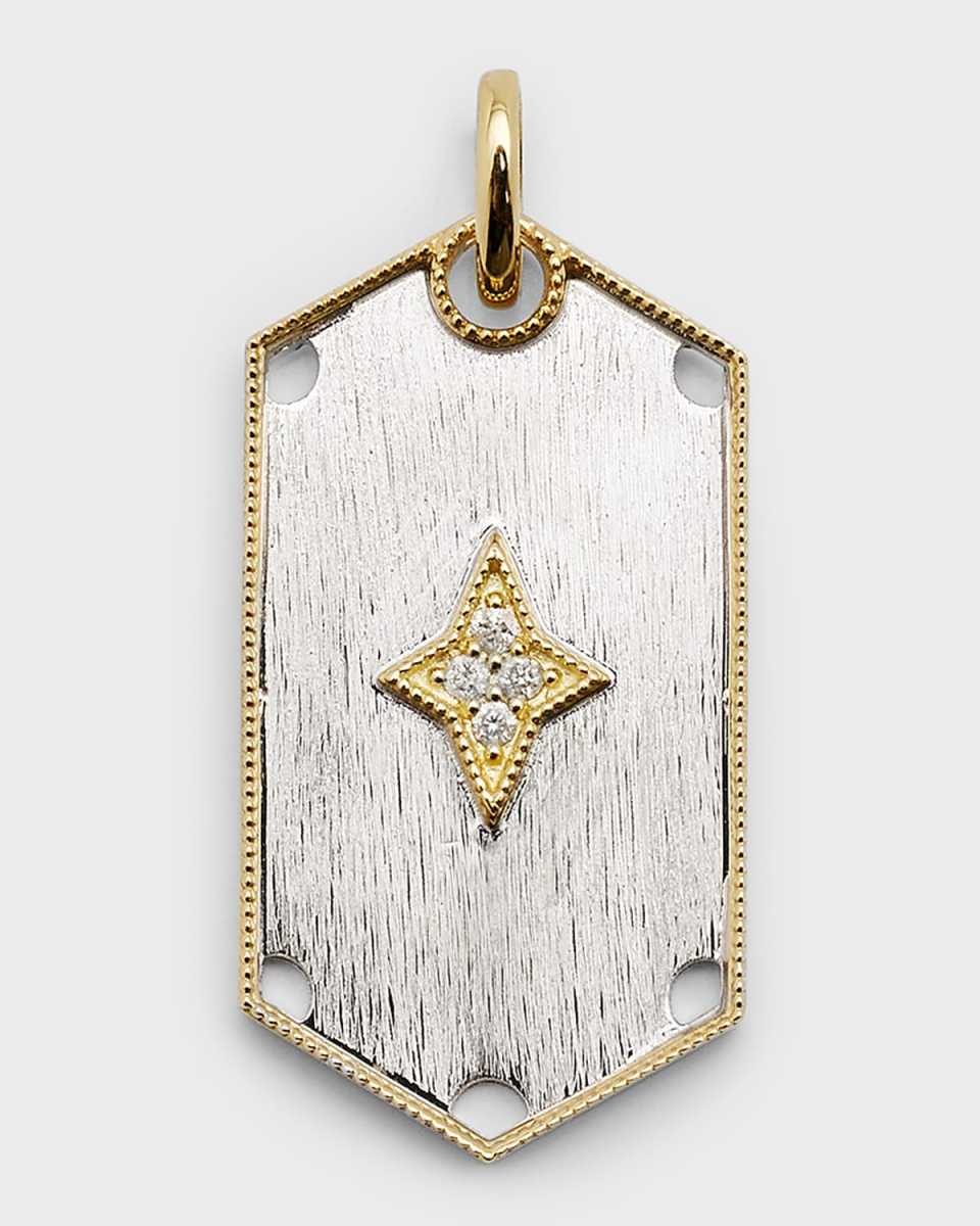 Mixed Metal Provence Dog Tag with Diamonds