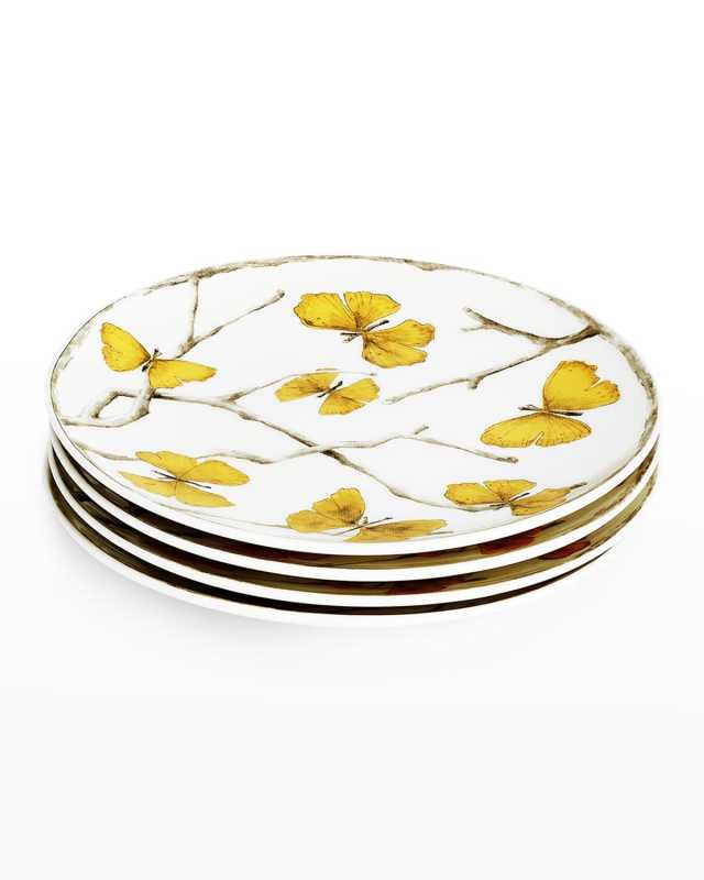 Butterfly Ginkgo Gold Tidbit Plates, Set of 4